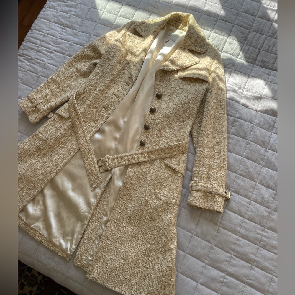 Banana Republic Gold/Cream Trench Coat Cotton/Wool Size L